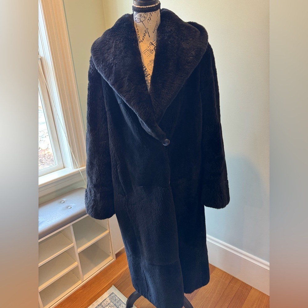 Classic Black Faux Fur Long Coat